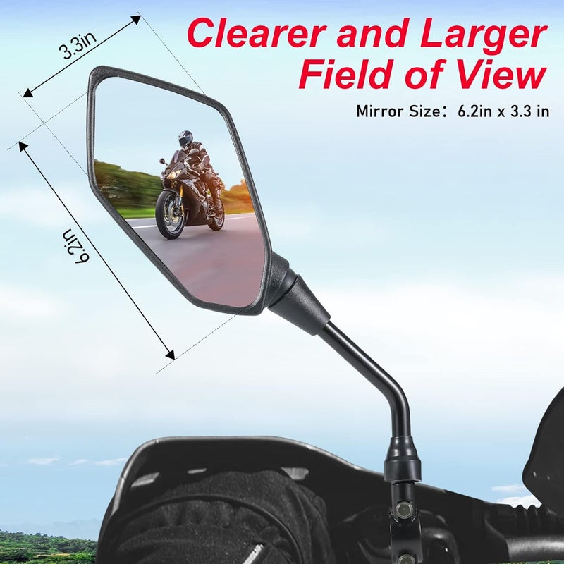 OFIG Motorcycle Mirrors, ATV Mirrors with 7/8" Handlebar Mount Compatible with Motorcycle Scooter Moped ATV Snowmobile Polaris Sportsman Dirt Bike Cruiser Chopper - Image 2